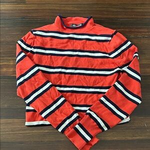 Red and black Striped Turtleneck Sweater